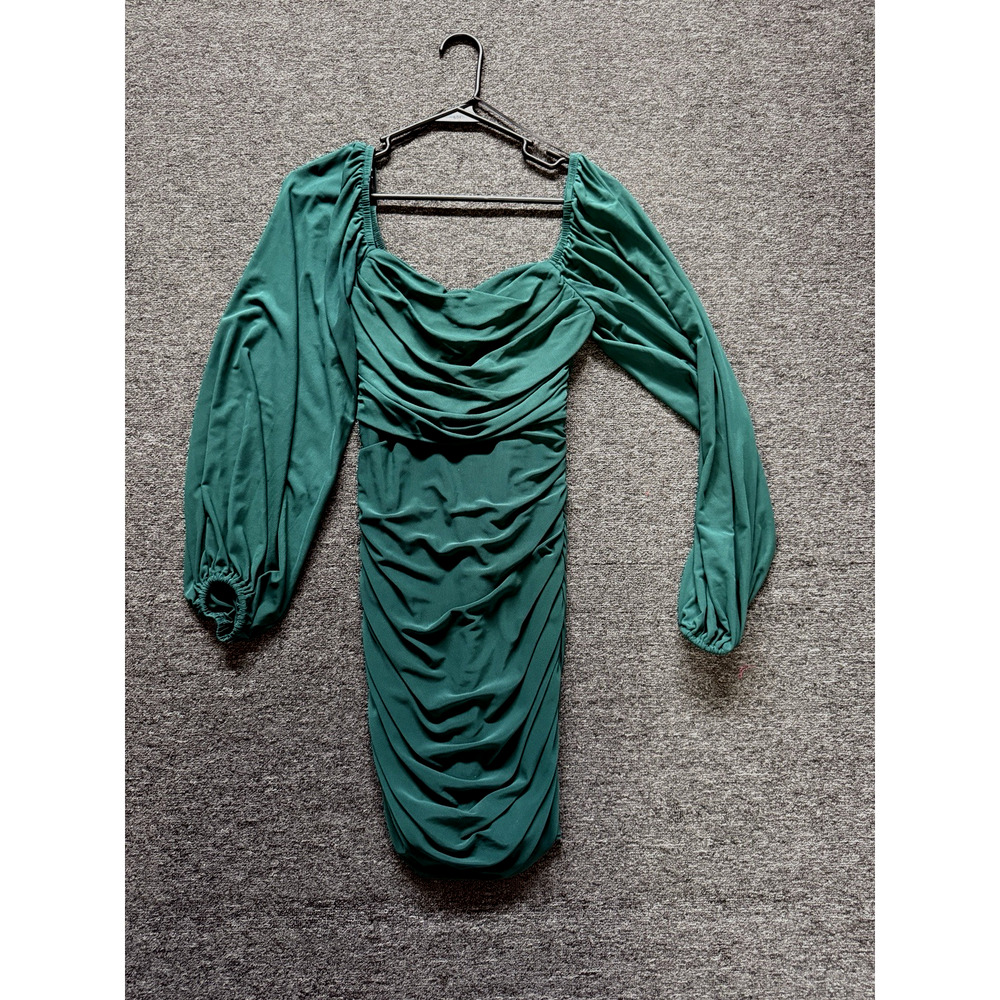HOT! Mini Green Party Cocktail Dress Long Sleeve THAT'S SO FETCH Size W 6